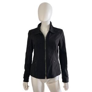 Renuar Womens Black Full Zip Collared Jacket Size 6